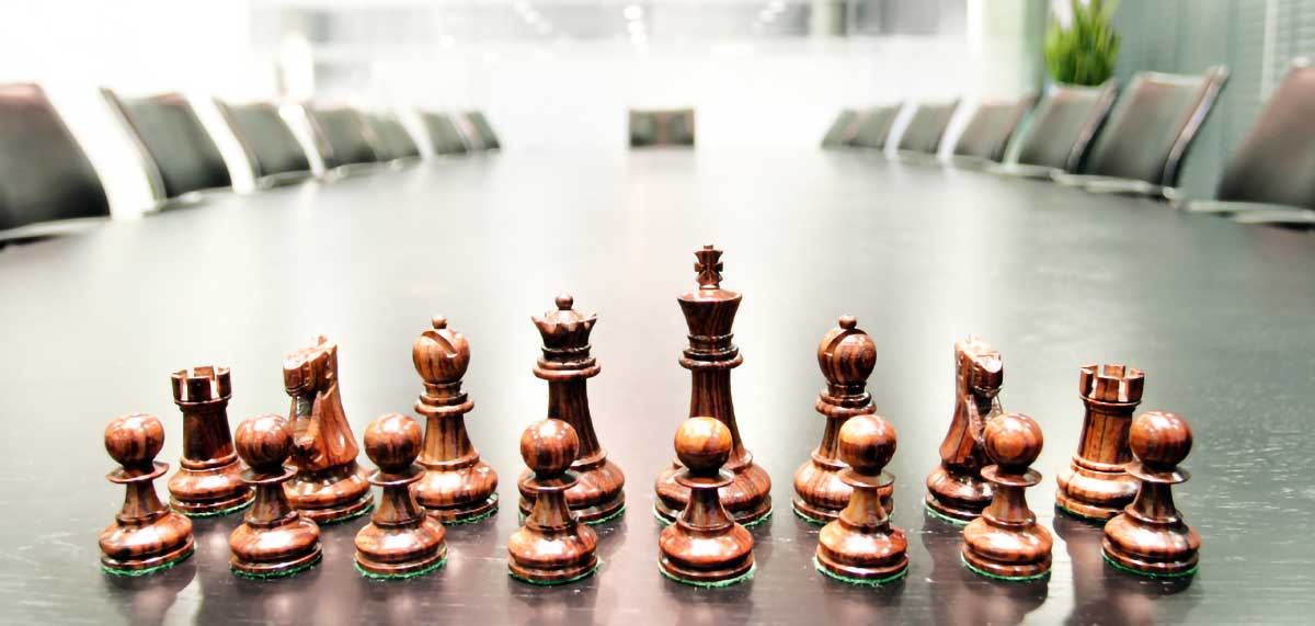 Chess board in the boardroom 